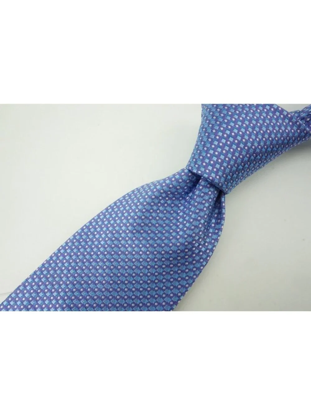 Eton Cobalt Sky Blue Micro Geometric Woven 100% Silk Tie Brand New With Tags